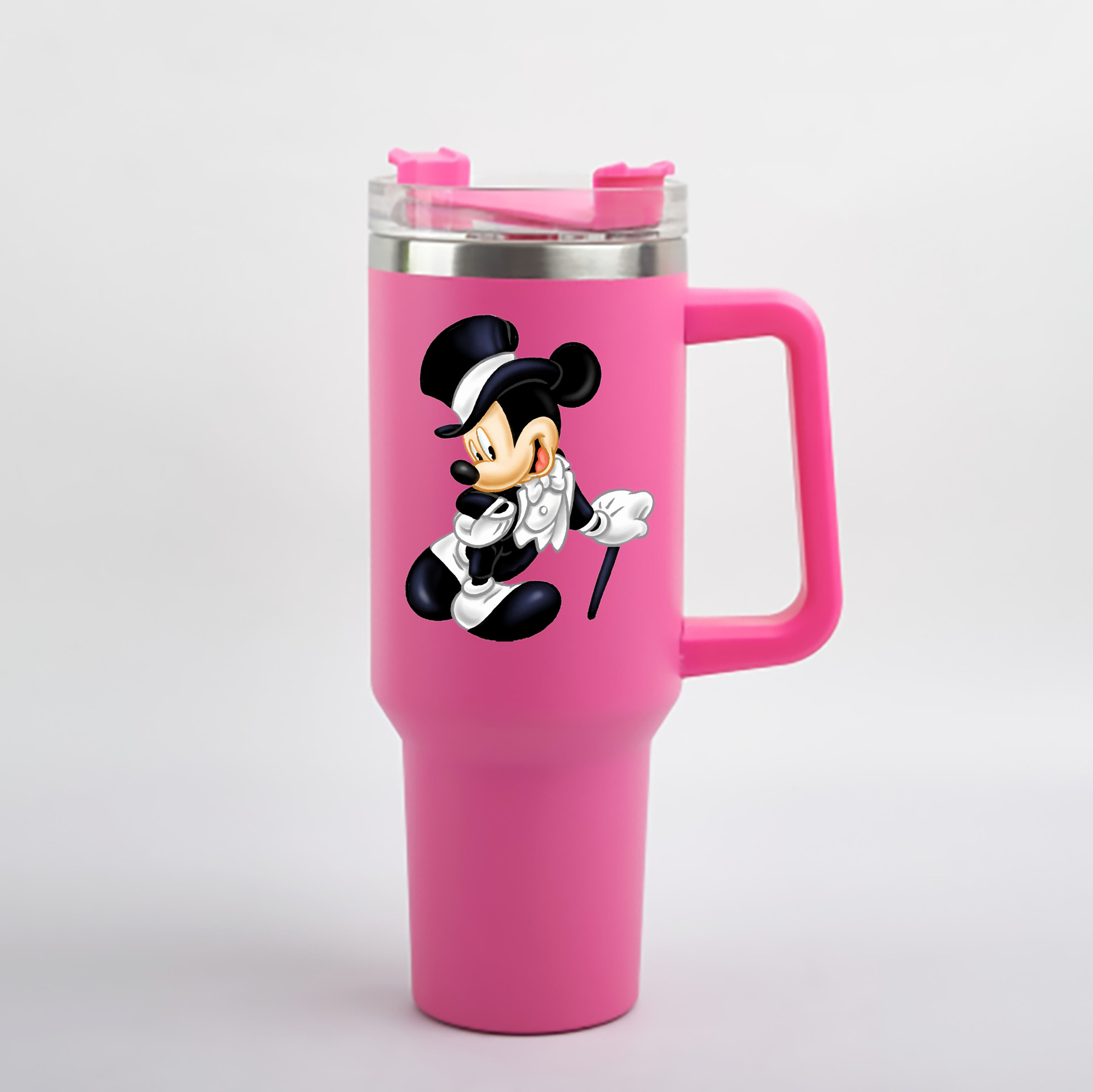 （画像用） ミッキーマウス Mickey Mouse 1200mL車用タンブラー - クリスタルステッカー（プラスチックストロー付き）